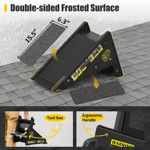 Extension Ladder Leveler With Storage, No Slip Stabilizer For Uneven Surfaces, Rock Solid Support Up To 500 Lbs, black with toolbox