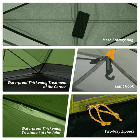 Interior features of Mongar 2 Person Backpacking Tent For 3 Season Camping Ultralight Freestanding Double Layer Shelter