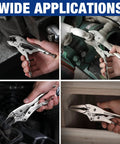 5 Piece Locking Pliers Set With Chrome-Vanadium Steel, Curved Jaw Vice Grips And Long Nose Pliers in use on various items