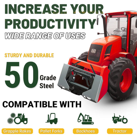 Red tractor with Beefy Universal Skid Steer Quick Tach Mount Plate And Conversion Adapter for Bobcat and Kubota