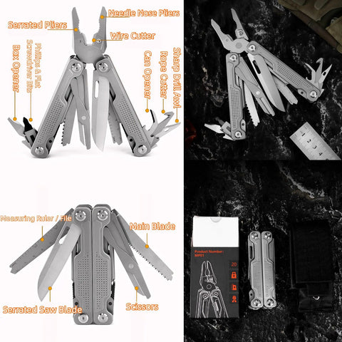 15 In 1 Multitool Pliers With Spring Loaded Head And Thick Hardened Steel Build Non Slip Handle Needle Nose Pliers