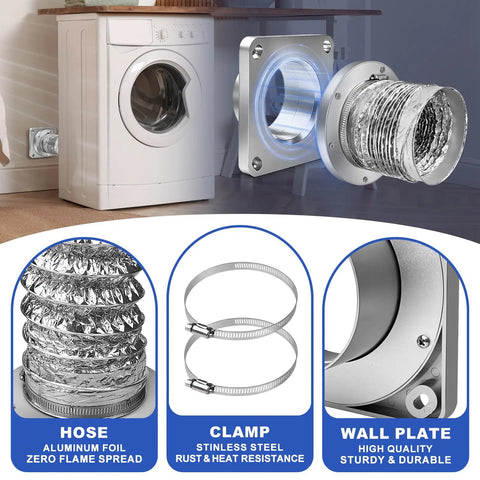 Magnetic Dryer Vent Coupler For 4 Inch Hose With Self-Connect Magnetic Connector Kit, showing magnetic connection and silver finish