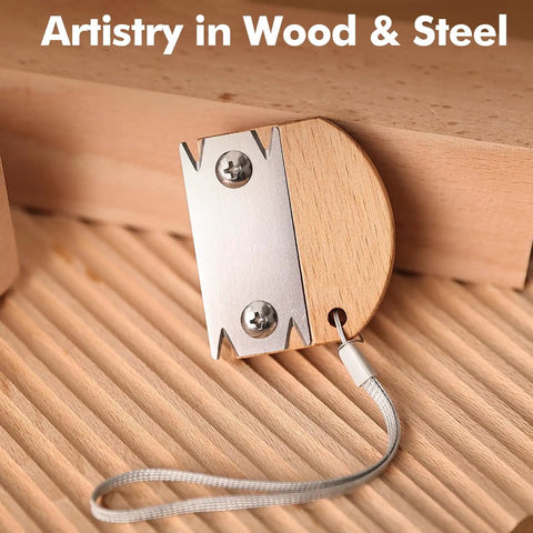 Pro Grade Wooden Edge Banding Trimmer with visible blade and wood handle for clean edges on wood surfaces.