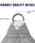 Close-up of 7 By 7 Ft Grey Sun Shade Sail Canopy For Patio And Backyard Blocks 95 Percent UV with D-ring and double webbings