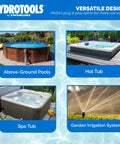 Above Ground Pool Pump 0.3 HP Hydro Flo Motor, 2220 GPH, 3450 RPM, 30 Ft Water Lift featured for pools, hot tubs, and irrigation.