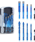 Diamond Drill Bit Set Ten Piece For Glass Tile Ceramic And Porcelain Holes With Quick Change One Quarter Inch Hex Shank