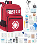 Fully Stocked All In One First Aid Kit Backpack With 400 Pieces Of Survival Gear For Car Travel Home And Camping Gauze Ice Packs Emergency Blanket Bandages Tourniquet First Aid Manual And More