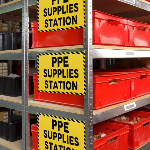 4 Pack PPE Supplies Station Sign 10 By 7 Inches Plastic Sign For Workplace With Mounting Holes Indoor Outdoor Construction Yellow With Black Prints Durable PVC