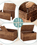 Assembly of Large Water Hyacinth Wicker Storage Chest With Metal Frame, Beefy Heavy-Duty Trunk with Lid, 36 x 20 x 18.5 inches, Brown