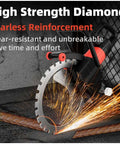 16 Inch Electric Concrete Ring Saw With 8900w Brushless Motor And Water Fed Dust Control For Smooth Core Cutting Up To 118 Inch Depth Shop Dog Workhorse Rig For Daily Trade Tasks with diamond blade spinning and sparks.