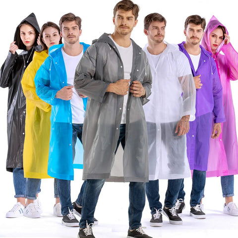 Heavy Duty Reusable Rain Ponchos For Adults 2 Pack With Hooded Design Impermeable Rain Coat For Men And Women Drawstring Hood And Elastic Cuffs Weatherproof Outdoor Gear In Grey Storm Ready Emergency Gear