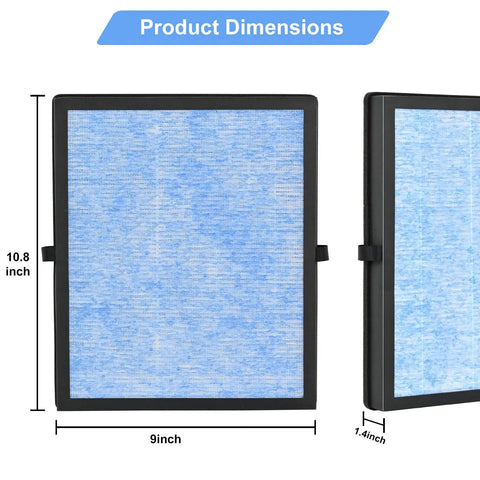 Three Pack H13 True HEPA Air Filter Replacement For MK04 MG04JH Air Purifier With 3 Stage Filtration product dimensions