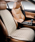 Faux Linen Front Car Seat Cover Non Slip Bucket Seat Protector For Most Cars SUVs Vans Trucks Machine Washable Airbag Compatible