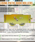 2 Pack Sliding Patio Door Tandem Roller Assembly Replacement Fits Guardian Croft VinylMax And Other Sliding Door Manufacturers 1-1/4 Inch Steel Ball Bearing End Adjustment 5-3/4 Inch Screw Hole Centers front view