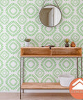 Room decor using Big Floral Wall Stencil Set 24 By 38 Inches XL Allover Pattern With Free Edging Stencil Two Piece Kit