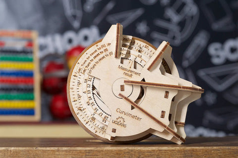 STEM Lab Math Series Curvimeter Puzzle Kit With App Unique Educational Engineering 3D Puzzles For Hands On Learning Map Measurer Toy That Lets You Measure Curved Lines, wooden curvimeter close-up