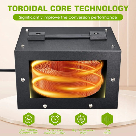 Heavy Duty 1500W Voltage Converter Transformer For 110V To 220V And 220V To 110V With Dual Circuit Breaker Protection, interior view