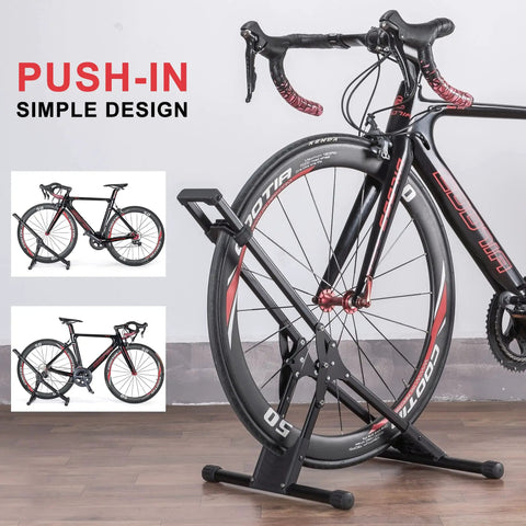 Freestanding Bike Floor Stand For Garage And Home Indoor Bicycle Rack That Fits 20 To 29 Inch Mountain And Road Bikes No Sweat Easy Setup Lightweight Portable Storage Solution