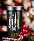 20oz Electrician Tumbler Gift For Men with tool design, Christmas setting, ideal for dad, husband, boyfriend, or coworker.