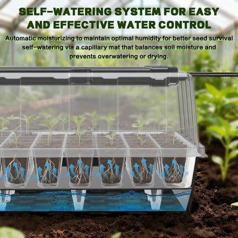 60-Cell Self Watering Seed Starter Tray With Grow Light And Humidity Dome Upgraded 1-24H Timer Indoor Gardening System Starter Kit For Seeds Germination And Healthy Seedlings