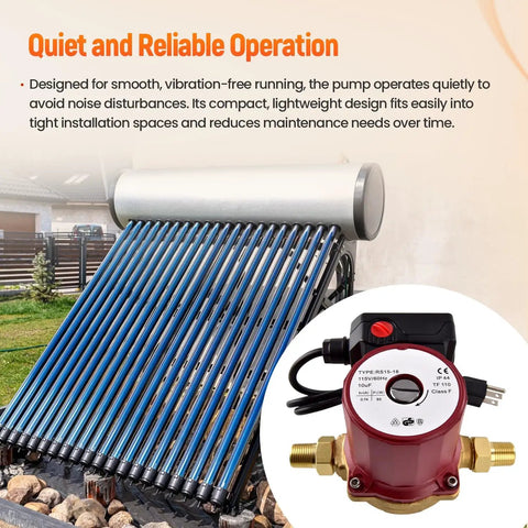 1.25 Hp 115V Water Circulator Pump With 1 2 Inch Sweat Line For Hydronic Heating And Radiant Floors installed with solar panels.