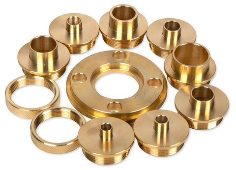 Router template and guide bushing set, solid brass, 11-piece kit with base plate