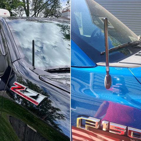 7 Inch Short Antenna With Dope American Flag Vibe And Tire Valve Caps For GMC Sierra Ram Chevy Silverado Ford F150 F250 F350