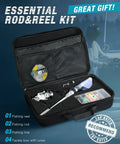 Telescopic Fishing Rod And Reel Combo With Bag, Carbon Fiber 30 Ton Rod, 6 Lb Drag, and tackle in open travel case
