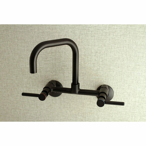 Concord 8 Inch Adjustable Center Wall Mount Kitchen Faucet Matte Black Built Tough With Solid Brass Construction Drip Free