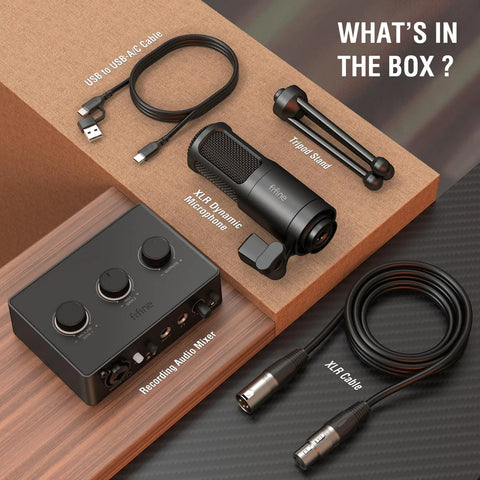 Podcast Equipment Bundle For Home Studio Music Recording Kit With Studio Dynamic Microphone And USB Audio Mixer XLR Cable
