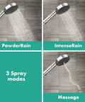 Pulsify S 24 Inch Wall Bar Shower System With 3 Jet Types PowderRain, IntenseRain, and Massage modes, chrome finish