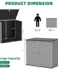 Outdoor Horizontal Trash Can Storage Shed For Large Cans 304 Gallon Resin With Lockable Doors And Lift Lid waterproof dimensions
