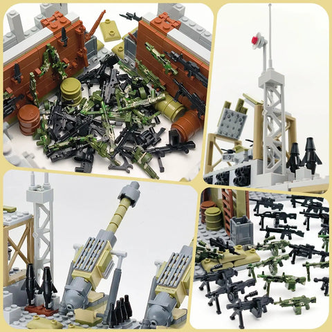 Epic Military Base Building Set With 710 Pieces For Kids 9-12 featuring detailed weaponry and defense structures