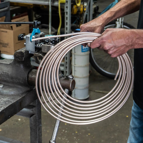 Copper Nickel Brake Line Replacement Kit 3/16 x 25 ft with Inverted Flare Fittings, hand bending copper tubing