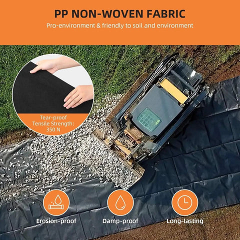 Installation of Tough As Nails Geotextile Fabric For Driveways And Erosion Control 6 Ft By 50 Ft 6 Oz Non-Woven PP under gravel