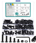 115 Piece M8 Screws and Nuts Assortment Kit with Hex Socket Button Head Cap Screws and Spanner in open case