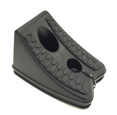 MTC 20207 heavy-duty wheel chock, black plastic wedge with hex-pattern grip, set of 2