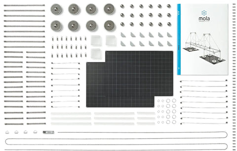 Magnetic Modular Kit For Engineering And Architecture Education with 205 pieces, grids, bolts, and guide for building structures.