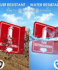 Image showing Fire Extinguisher Sign With Down Arrow 6 By 6 Inches Acrylic 8 Pack Includes Screws And Predrilled Holes Easy Install