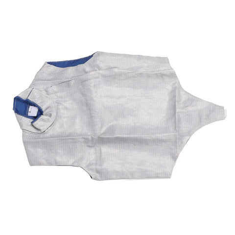 Dope Fencing Lame Vest For Competition Training With Adjustable Collar And Right Hand Design Non Washable Foil Lame Featuring 3D Cutting And Sturdy Stitching Size 48, top view of the vest showing details of the non-washable material and design features.