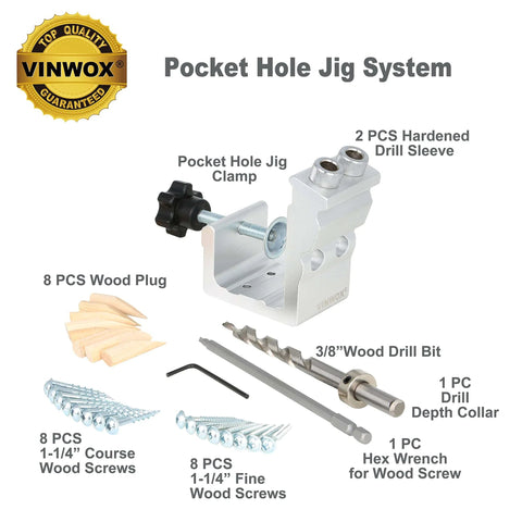 Pocket Hole Jig Kit 31 Piece Set With Adjustable Drill Guides Step Drill Bit And Robertson Screws And Bits Bezel Mounting