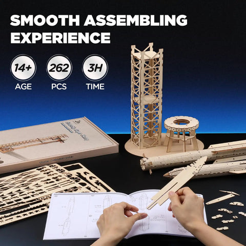 Hands On 3D Wood Puzzle For Adults SpaceX Starship Super Heavy Booster DIY Rocket Model Kit assembly pieces and guide