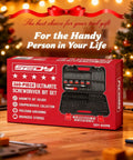 260-Piece Do It All Magnetic Security Bit Set With Ratchet Wrench box on display with holiday decorations
