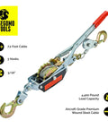 2 Ton Heavy Duty Come Along Puller With 3 Hooks Dual Gear Power Ratchet Steel Cable Winch