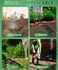 Lawn Leveling Rake For Easy Yard Work 30x10 Inch Head 73 Inch Heavy Duty Tool With Stainless Steel Handle in use on golf course, garden, farm, backyard