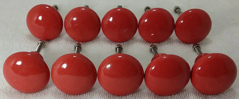 10 Pack Hand Painted Ceramic Cabinet Knobs Bold Drawer Pulls With Heavy Duty Mounting Hardware No Sweat Setup For Kitchen Cupboards Home Offices And Bathrooms, red ceramic knobs close-up.
