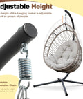 Hanging Egg Chair With Stand Foldable Hammock Swing Chair Built For All Weather Use With Core Spun Polyester Rope And Yarn Dyed Cushion