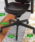 Office chair on tile with Set Of Five Heavy Duty Three Inch Swivel Caster Wheels With Three Eighths Inch UNC Threaded Stem.