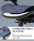 Close-up of blue mesh seat cushioning on Ergonomic Mesh Office Chair With Adjustable Headrest 90 To 120 Degree Tilt Lock