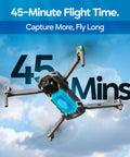 AI Guided 4K Drone With Camera For Adults, FAA Approved, 360 Degree Obstacle Avoidance, showing 45-minute flight time in the sky